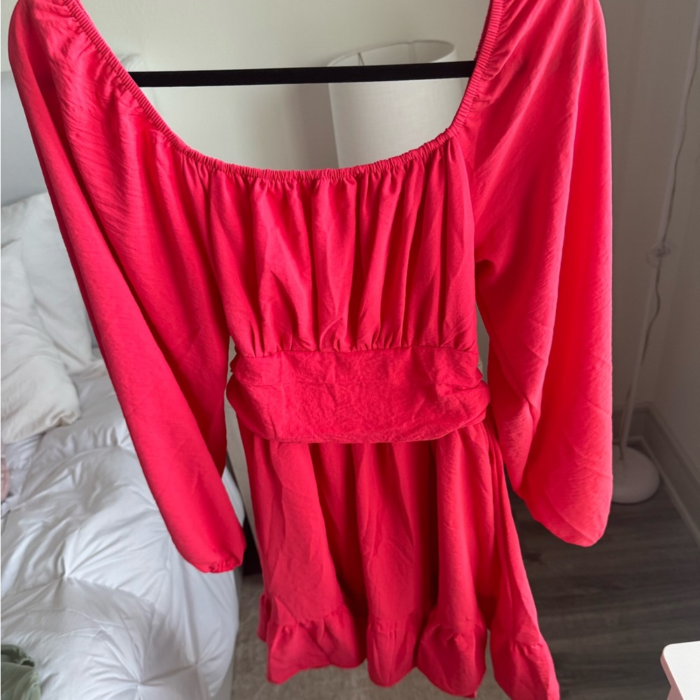 Amazon Women's Long Sleeve Dress - Vibrant Red